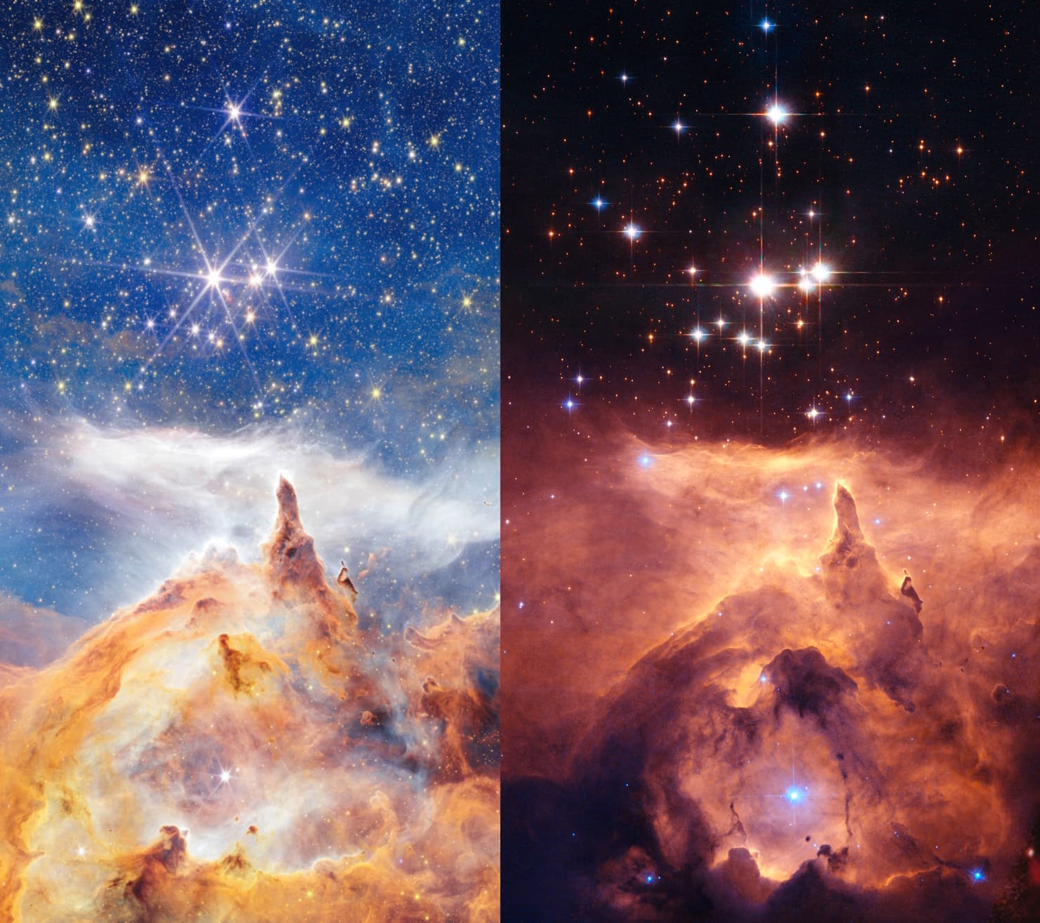 So sánh đôi ảnh JWST và Hubble