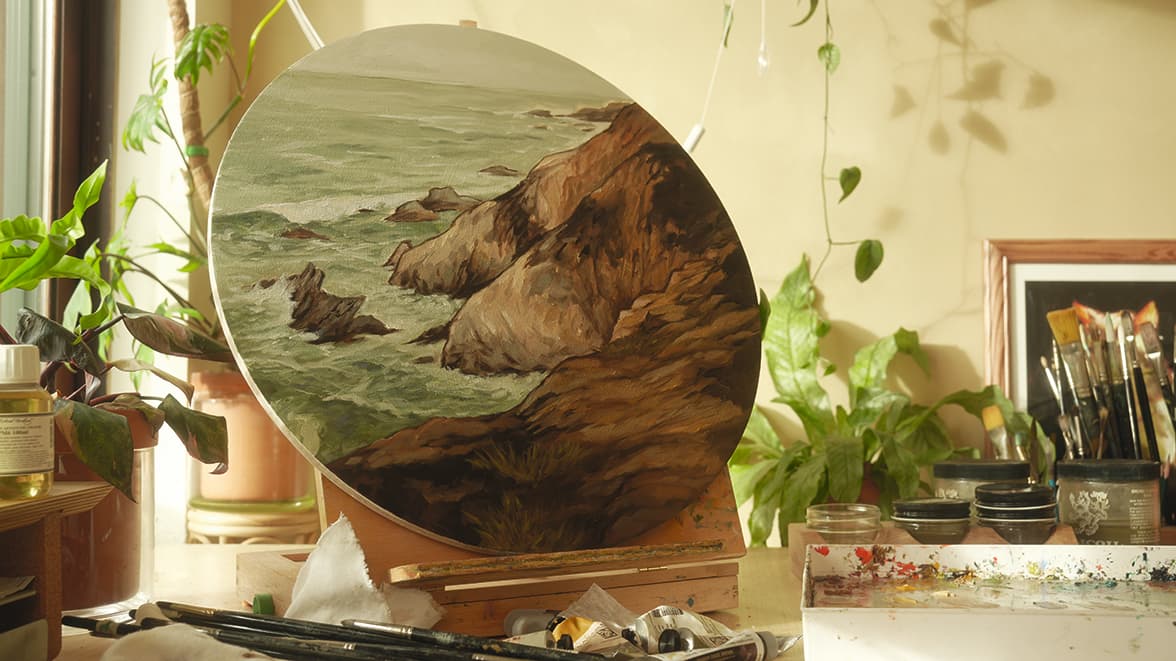 Artwork on an easel