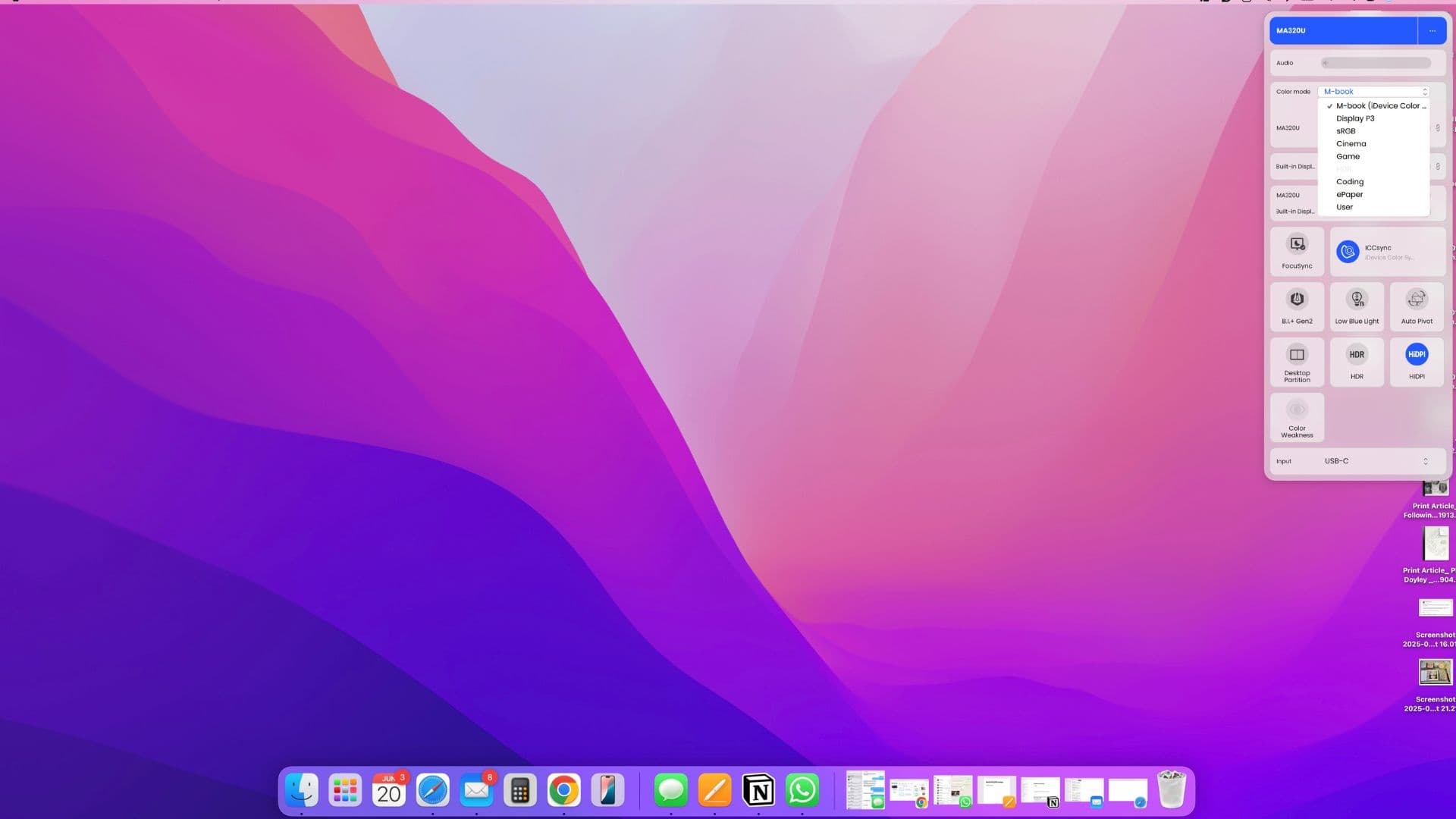 Nhiều tính năng trên BenQ MA320U bao gồm độ chính xác màu Mac