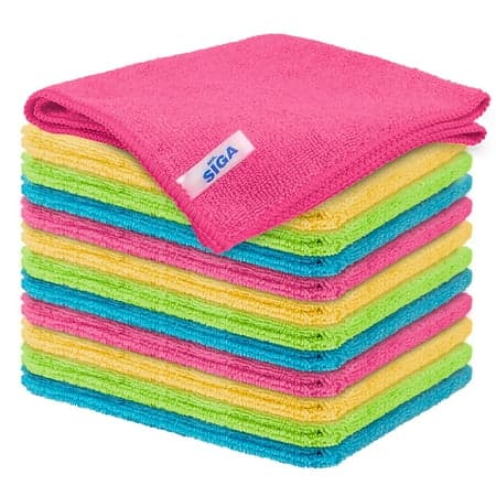Khăn lau bằng sợi microfiber của Mr.SIGA, gói 12, kích thước: 12.6" X 12.6"