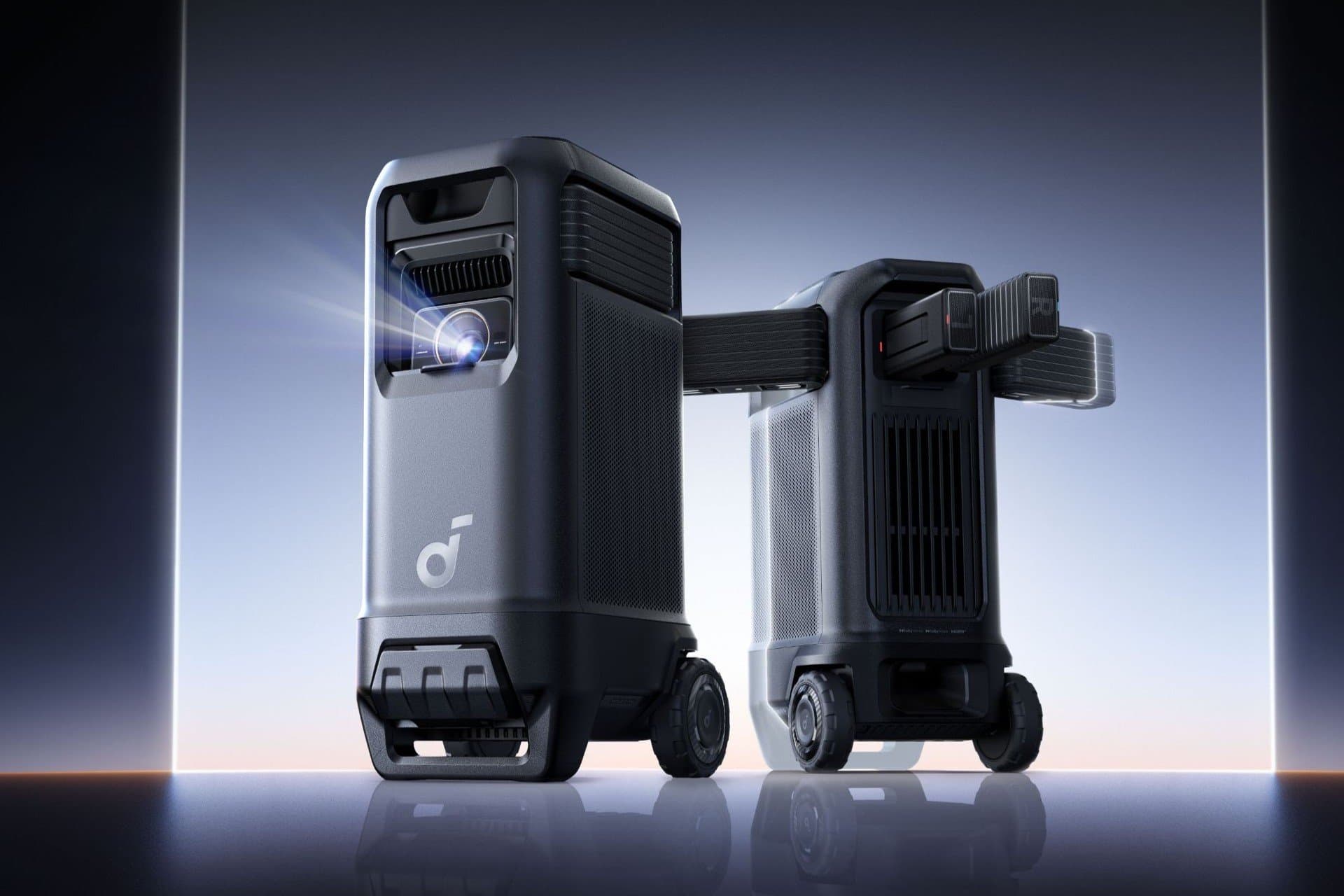 The Nebula X1's wireless speakers pop out of the main unit to act as a full surround sound setup.