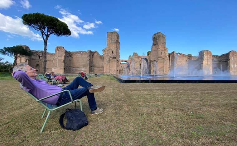 An expert in European travel, Rick Steves knows the best places to relax, such as the Baths of Caracalla in Rome.