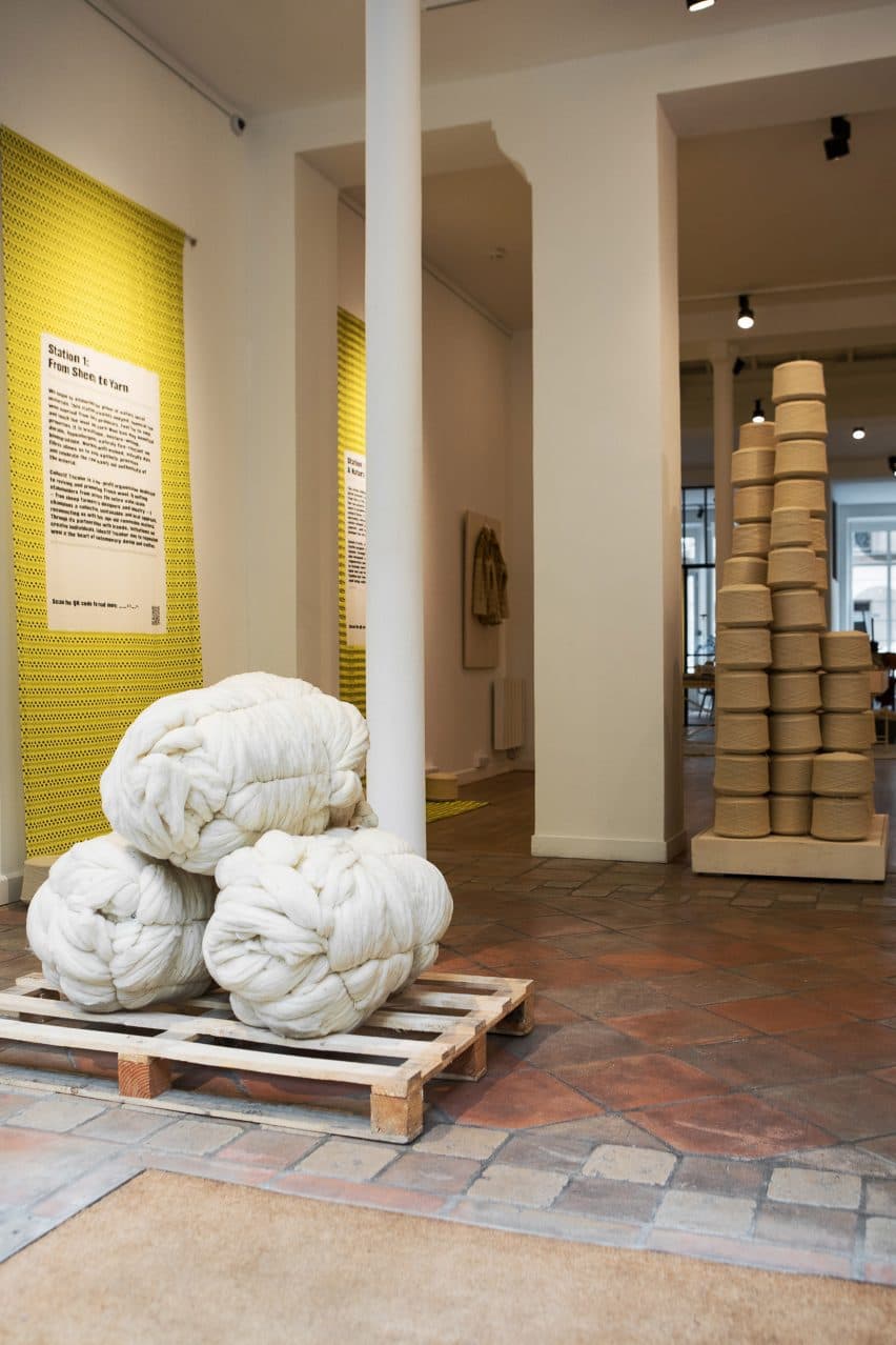 Bales of wool in Nieuwe Instituut's New Store 4.0 pop-up shop at Paris Design Week 2025