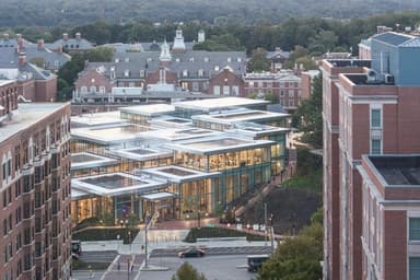 Johns Hopkins Bloomberg Student Center với thiết kế khối gỗ xếp chồng bền vững