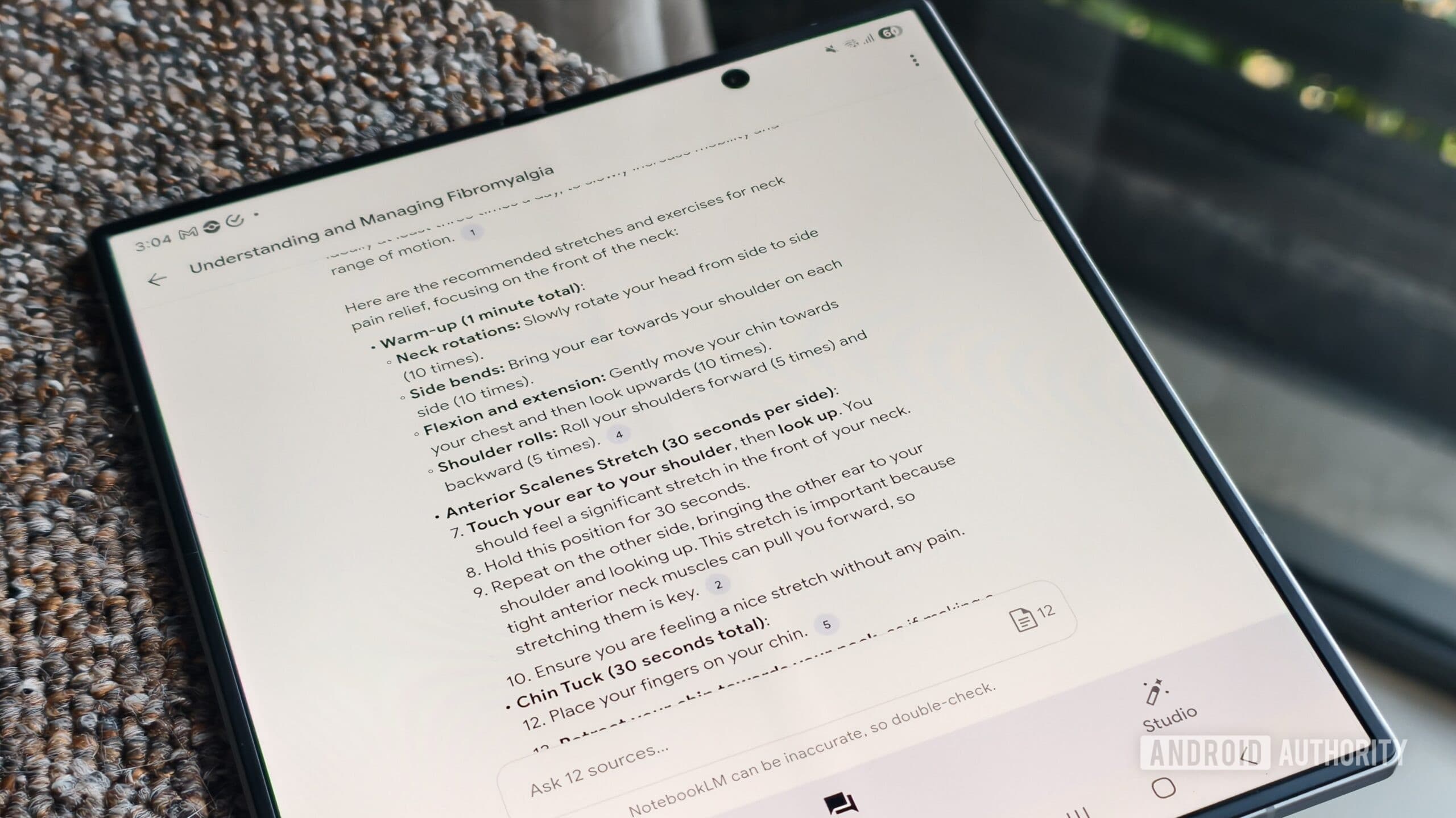 gợi ý tập luyện trong NotebookLM