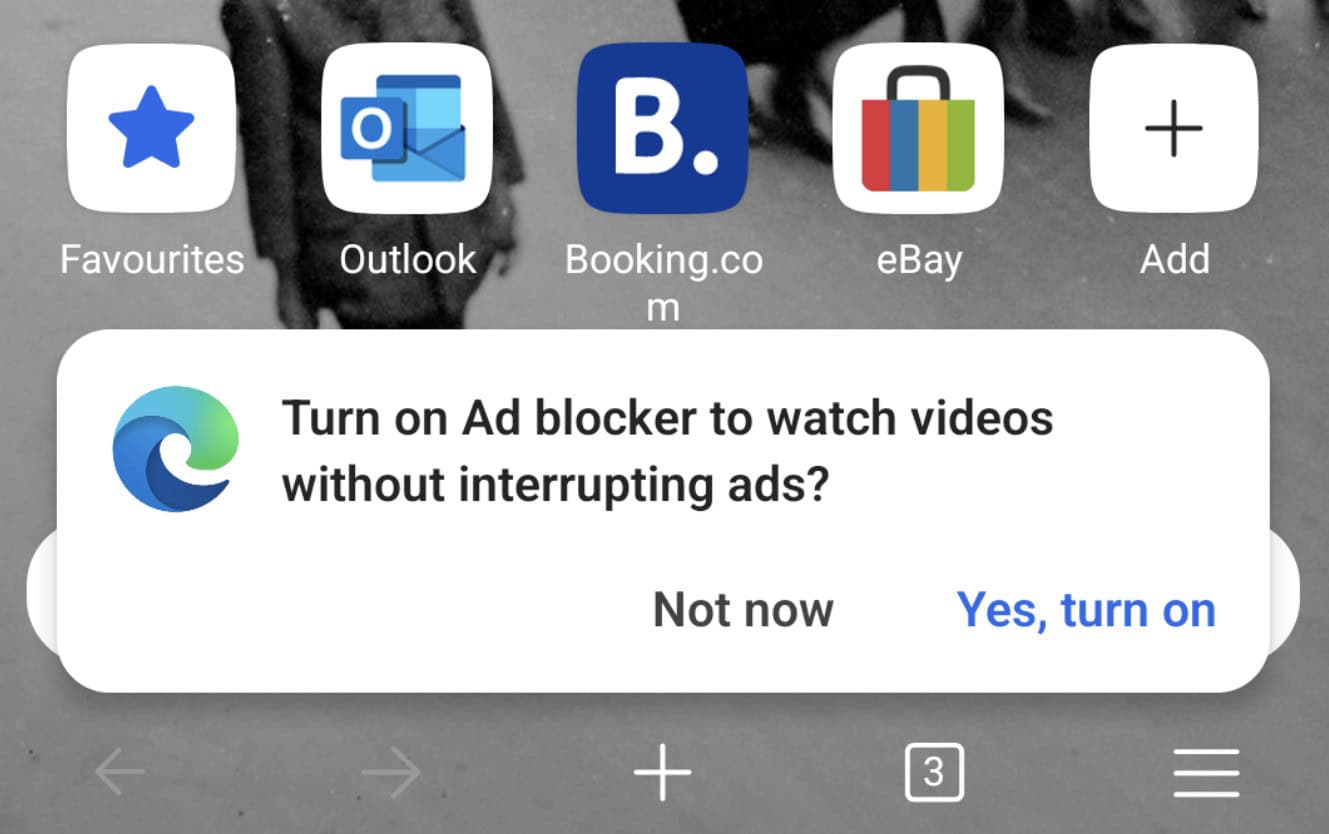 Ad Blocker popup in Edge canary.