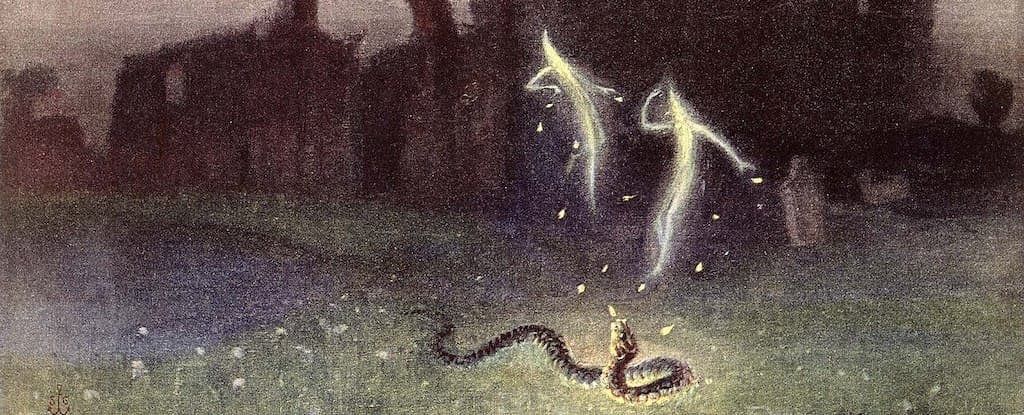 Ảnh vẽ năm 1823: Will-o-the-wisp và rắn