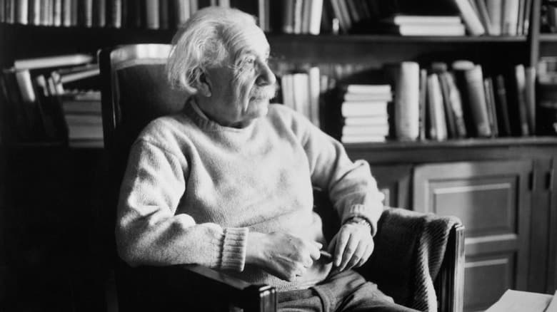 Albert Einstein ngồi trên ghế văn phòng